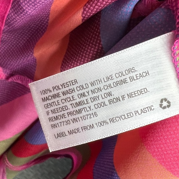 🔥2/$10 👗|•A NEW DAY•| V-Neck Belted Colorful Dress Size Small - Picture 7 of 7